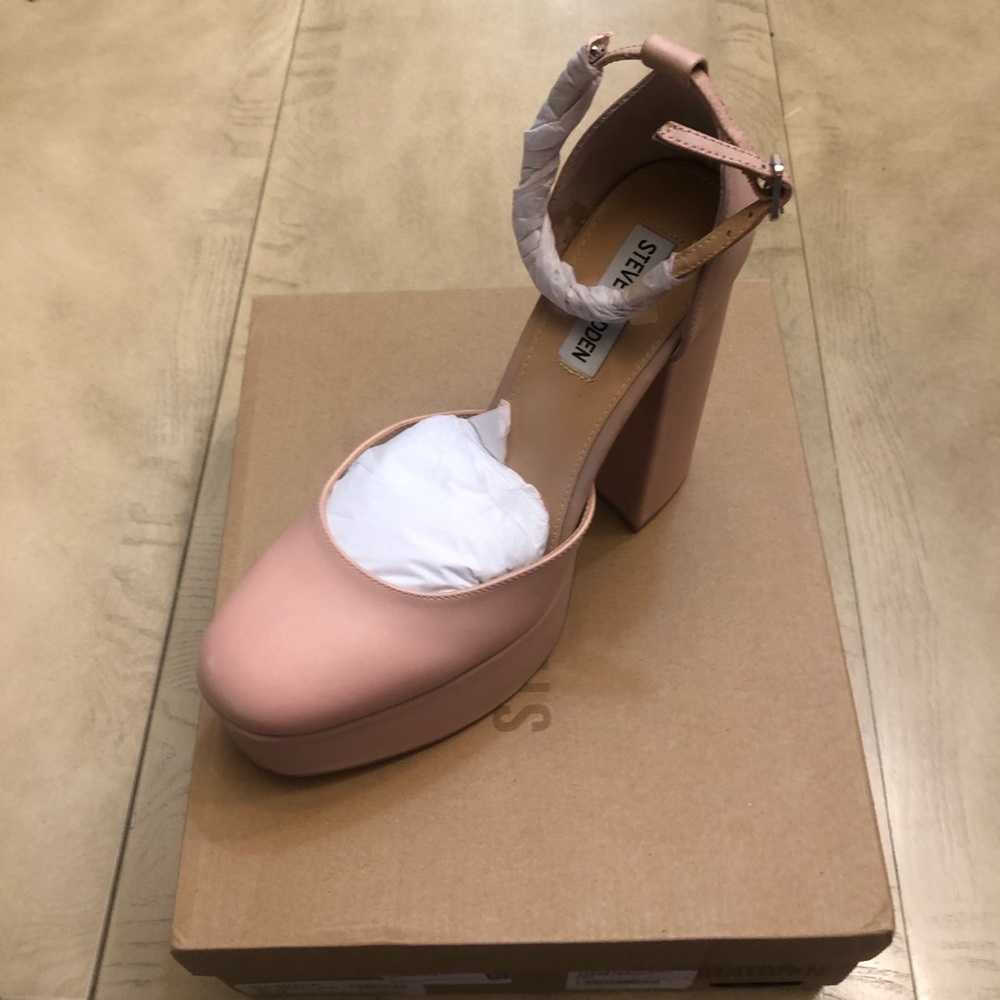 Steve Madden Womens Bangle Leather Ankle Strap Heels Pink 9 Medium